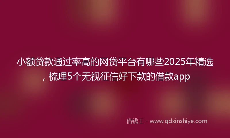 小额贷款通过率高的网贷平台有哪些2025年精选，梳理5个无视征信好下款的借款app