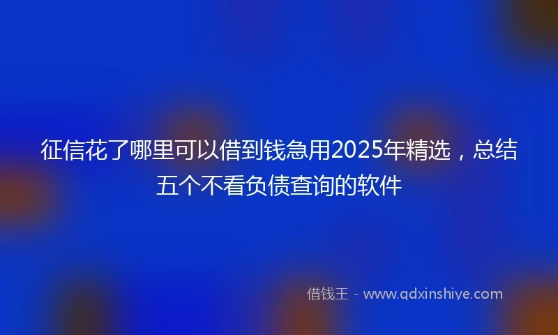 征信花了哪里可以借到钱急用2025年精选，总结五个不看负债查询的软件