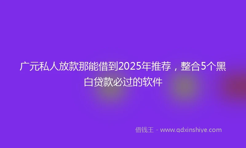 广元私人放款那能借到2025年推荐，整合5个黑白贷款必过的软件