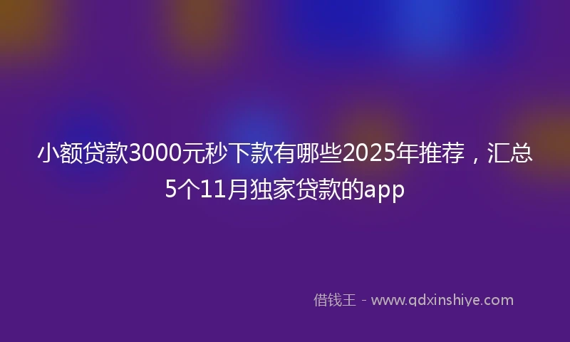 小额贷款3000元秒下款有哪些2025年推荐，汇总5个11月独家贷款的app