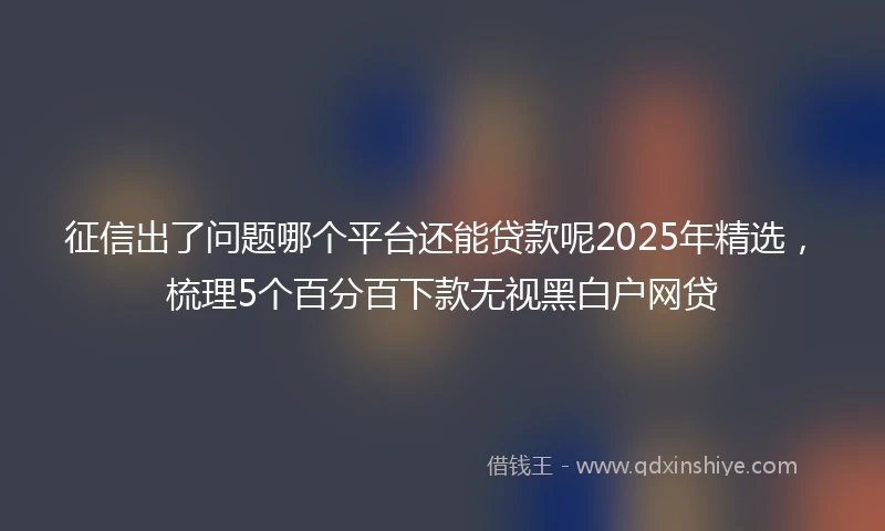 征信出了问题哪个平台还能贷款呢2025年精选，梳理5个百分百下款无视黑白户网贷