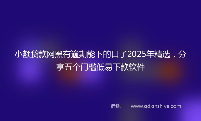 小额贷款网黑有逾期能下的口子2025年精选，分享五个门槛低易下款软件