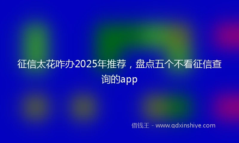 征信太花咋办2025年推荐，盘点五个不看征信查询的app
