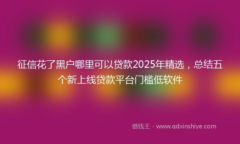 征信花了黑户哪里可以贷款2025年精选,总结五个新上线贷款平台门槛低软件