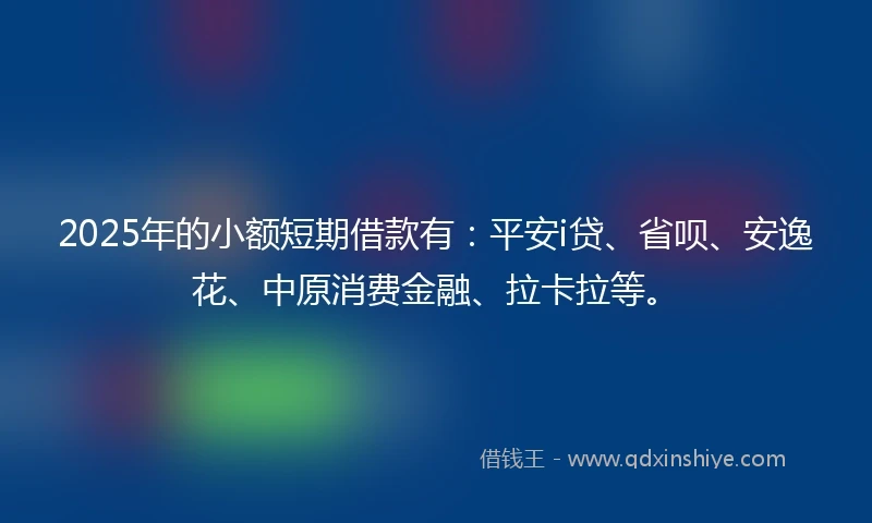 2025年的小额短期借款有：平安i贷、省呗、安逸花、中原消费金融、拉卡拉等。
