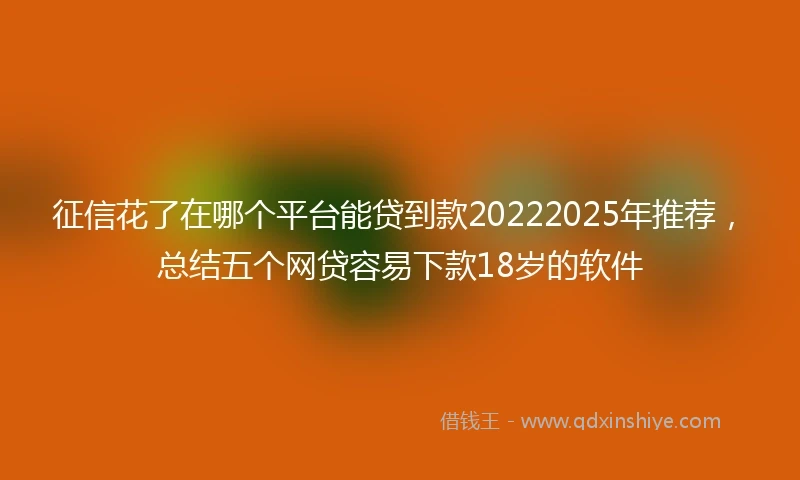 征信花了在哪个平台能贷到款20222025年推荐，总结五个网贷容易下款18岁的软件