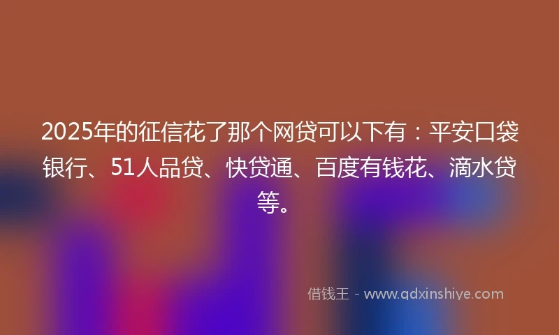 2025年的征信花了那个网贷可以下有：平安口袋银行、51人品贷、快贷通、百度有钱花、滴水贷等。