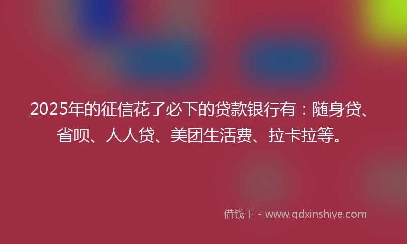 2025年的征信花了必下的贷款银行有：随身贷、省呗、人人贷、美团生活费、拉卡拉等。
