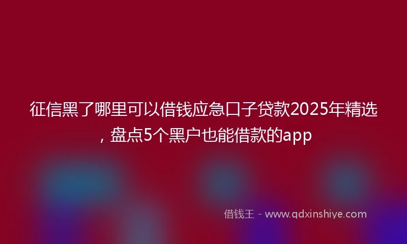 征信黑了哪里可以借钱应急口子贷款2025年精选，盘点5个黑户也能借款的app