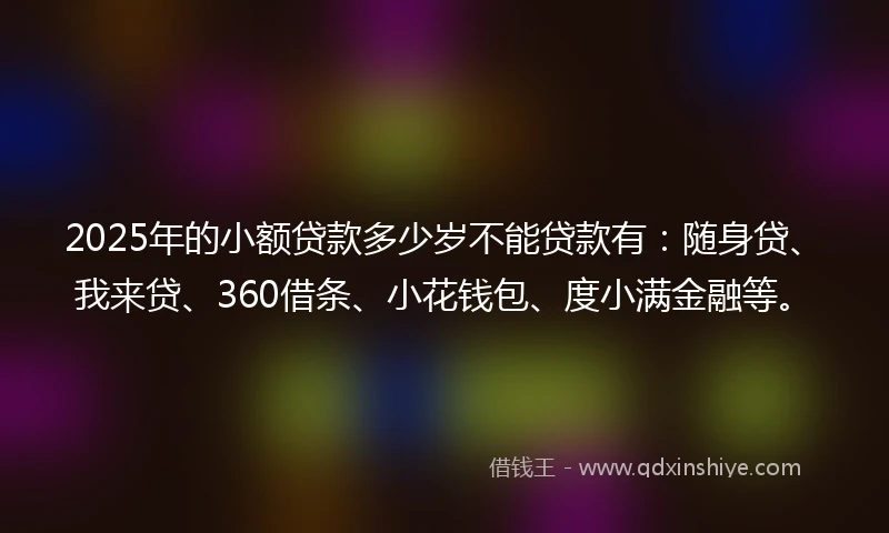 2025年的小额贷款多少岁不能贷款有：随身贷、我来贷、360借条、小花钱包、度小满金融等。