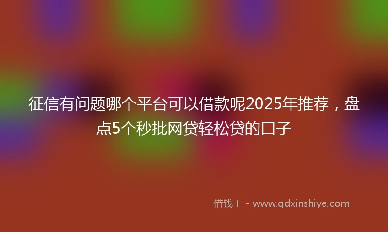 征信有问题哪个平台可以借款呢2025年推荐，盘点5个秒批网贷轻松贷的口子