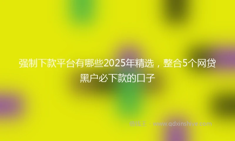 强制下款平台有哪些2025年精选，整合5个网贷黑户必下款的口子