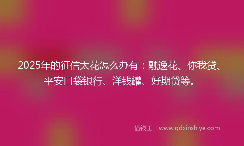 2025年的征信太花怎么办有：融逸花、你我贷、平安口袋银行、洋钱罐、好期贷等。