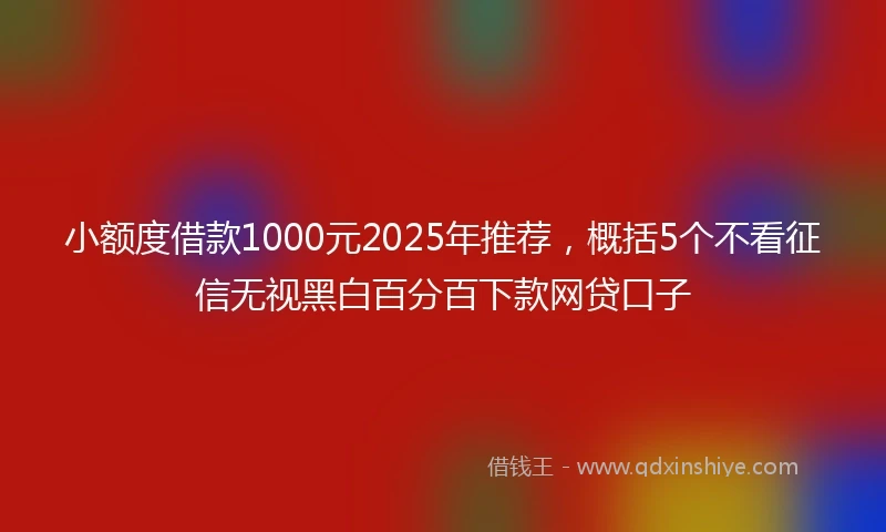小额度借款1000元2025年推荐，概括5个不看征信无视黑白百分百下款网贷口子