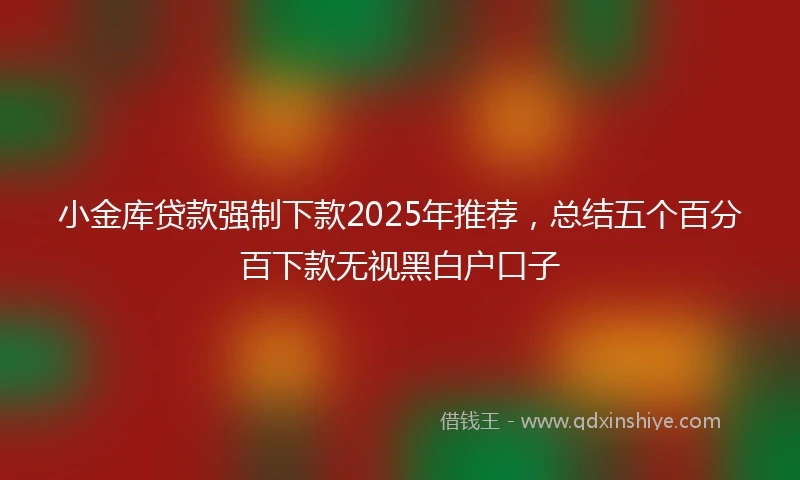 小金库贷款强制下款2025年推荐，总结五个百分百下款无视黑白户口子
