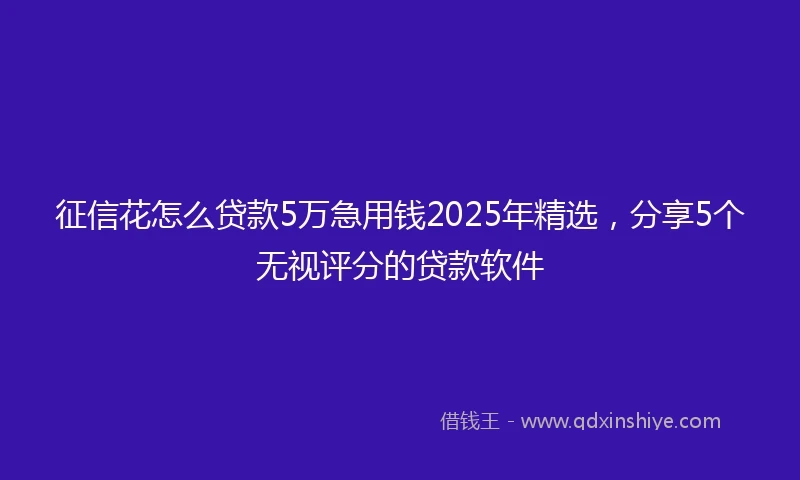 征信花怎么贷款5万急用钱2025年精选，分享5个无视评分的贷款软件