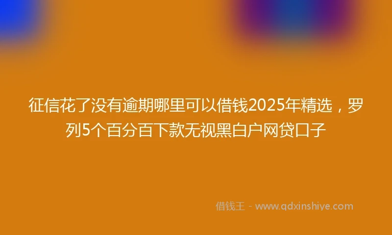 征信花了没有逾期哪里可以借钱2025年精选，罗列5个百分百下款无视黑白户网贷口子