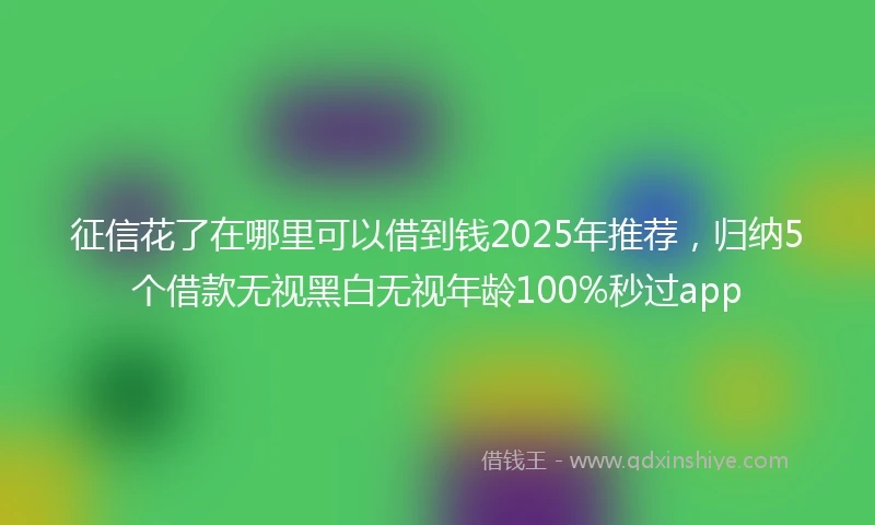 征信花了在哪里可以借到钱2025年推荐，归纳5个借款无视黑白无视年龄100%秒过app