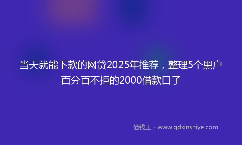 当天就能下款的网贷2025年推荐,整理5个黑户百分百不拒的2000借款口子
