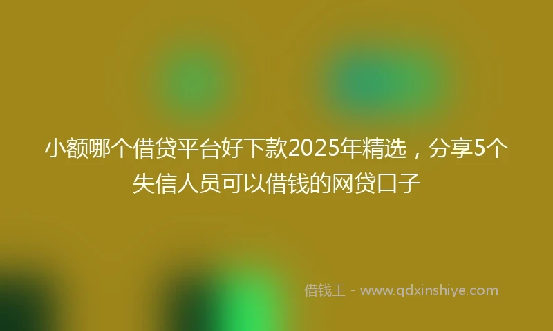 小额哪个借贷平台好下款2025年精选，分享5个失信人员可以借钱的网贷口子