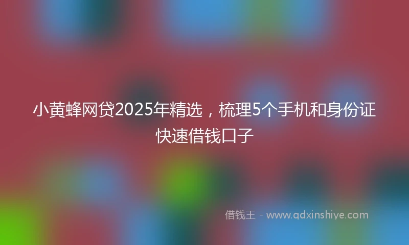 小黄蜂网贷2025年精选，梳理5个手机和身份证快速借钱口子