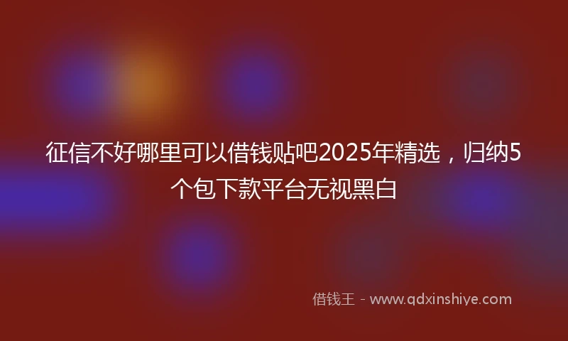 征信不好哪里可以借钱贴吧2025年精选，归纳5个包下款平台无视黑白