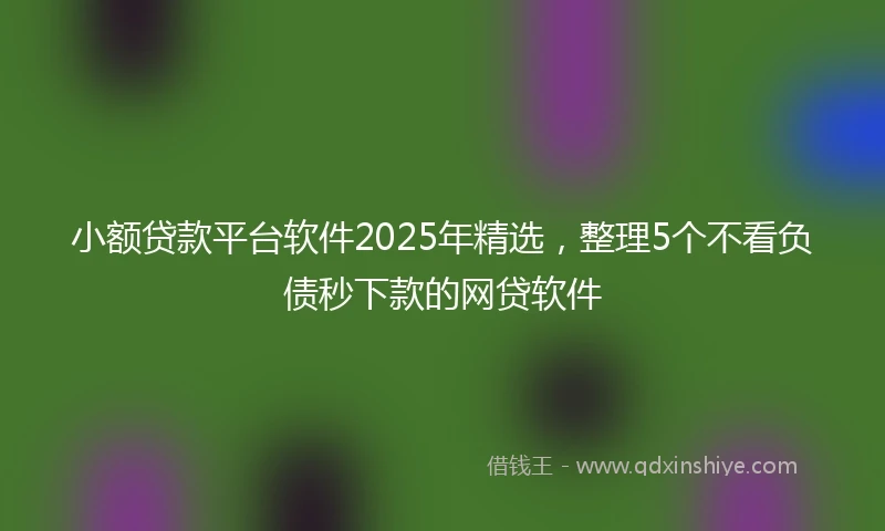 小额贷款平台软件2025年精选，整理5个不看负债秒下款的网贷软件