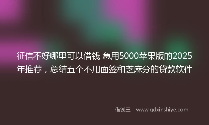 征信不好哪里可以借钱 急用5000苹果版的2025年推荐，总结五个不用面签和芝麻分的贷款软件