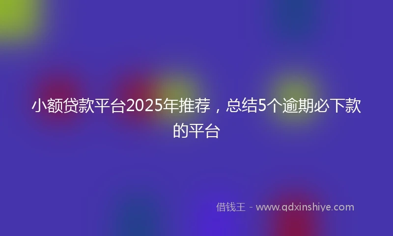 小额贷款平台2025年推荐，总结5个逾期必下款的平台