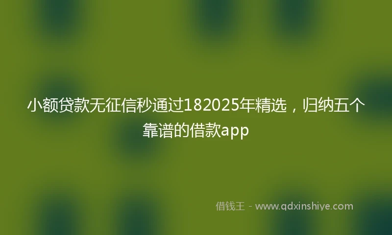 小额贷款无征信秒通过182025年精选，归纳五个靠谱的借款app