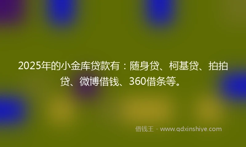 2025年的小金库贷款有：随身贷、柯基贷、拍拍贷、微博借钱、360借条等。