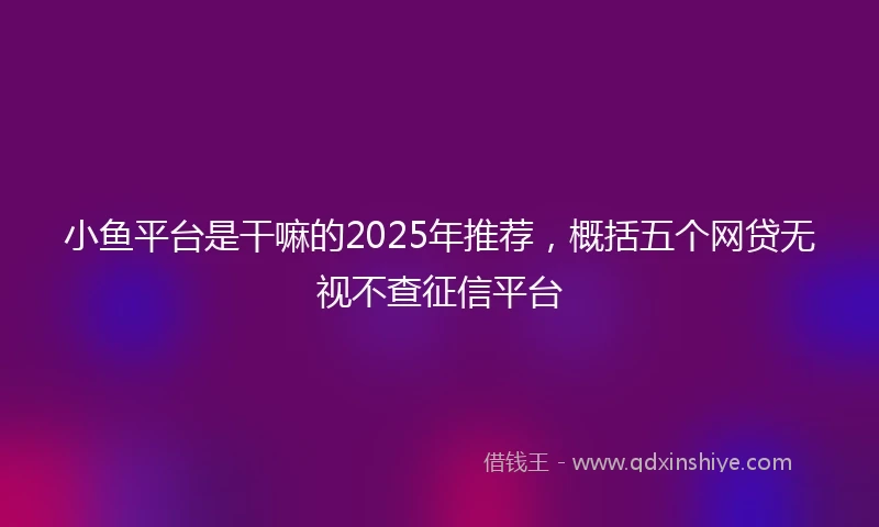小鱼平台是干嘛的2025年推荐，概括五个网贷无视不查征信平台