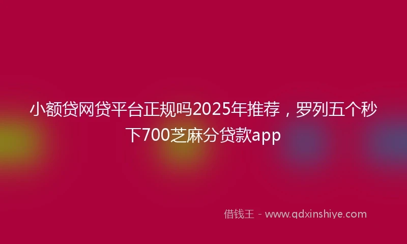 小额贷网贷平台正规吗2025年推荐,罗列五个秒下700芝麻分贷款app