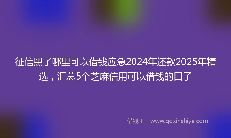 征信黑了哪里可以借钱应急2024年还款2025年精选，汇总5个芝麻信用可以借钱的口子