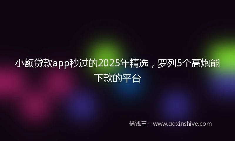 小额贷款app秒过的2025年精选，罗列5个高炮能下款的平台