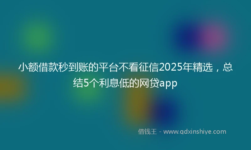 小额借款秒到账的平台不看征信2025年精选，总结5个利息低的网贷app