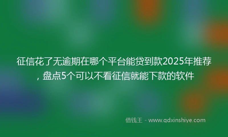 征信花了无逾期在哪个平台能贷到款2025年推荐，盘点5个可以不看征信就能下款的软件