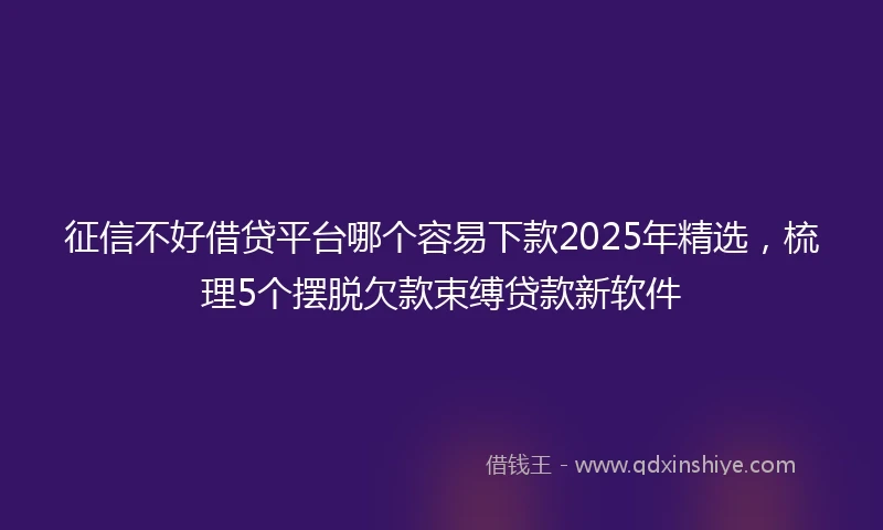 征信不好借贷平台哪个容易下款2025年精选，梳理5个摆脱欠款束缚贷款新软件