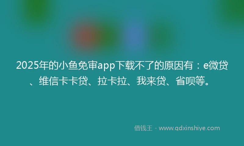 2025年的小鱼免审app下载不了的原因有：e微贷、维信卡卡贷、拉卡拉、我来贷、省呗等。