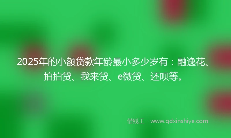 2025年的小额贷款年龄最小多少岁有：融逸花、拍拍贷、我来贷、e微贷、还呗等。