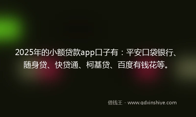 2025年的小额贷款app口子有：平安口袋银行、随身贷、快贷通、柯基贷、百度有钱花等。