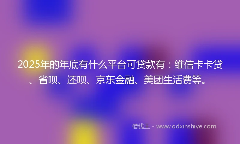 2025年的年底有什么平台可贷款有：维信卡卡贷、省呗、还呗、京东金融、美团生活费等。