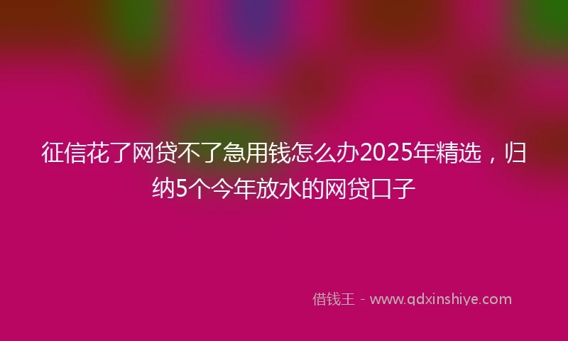 征信花了网贷不了急用钱怎么办2025年精选，归纳5个今年放水的网贷口子