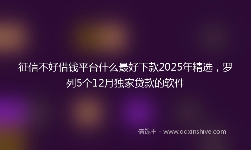 征信不好借钱平台什么最好下款2025年精选，罗列5个12月独家贷款的软件