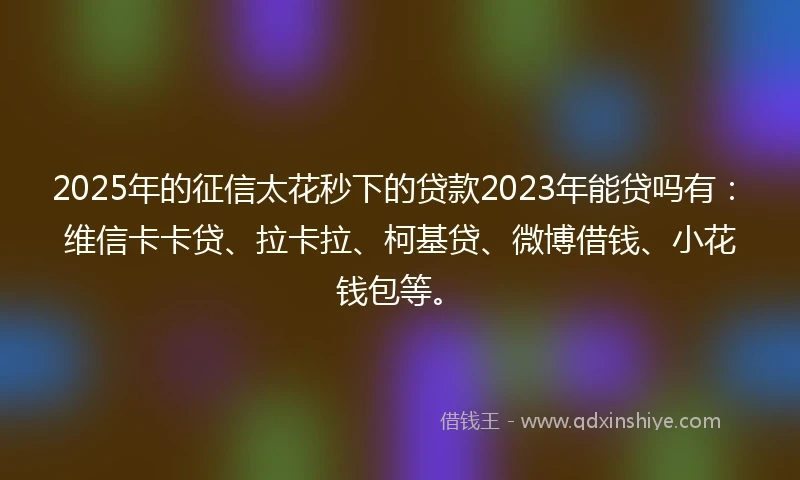 2025年的征信太花秒下的贷款2023年能贷吗有：维信卡卡贷、拉卡拉、柯基贷、微博借钱、小花钱包等。