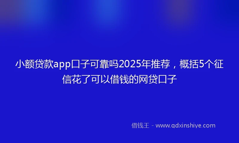 小额贷款app口子可靠吗2025年推荐，概括5个征信花了可以借钱的网贷口子