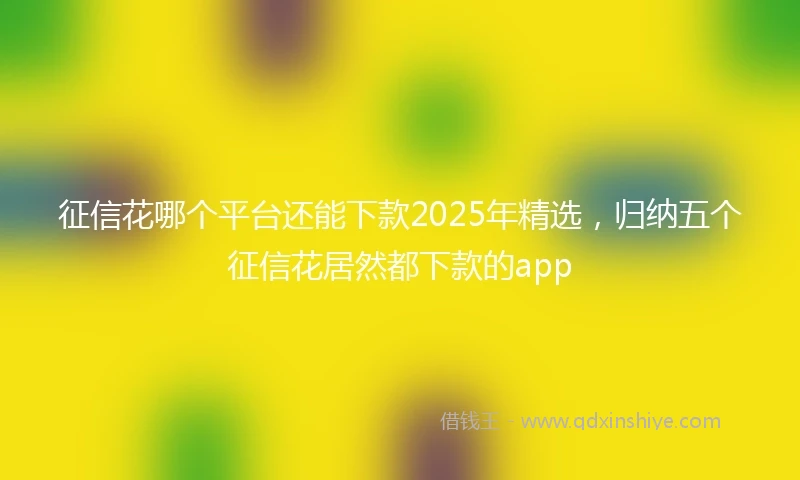 征信花哪个平台还能下款2025年精选，归纳五个征信花居然都下款的app