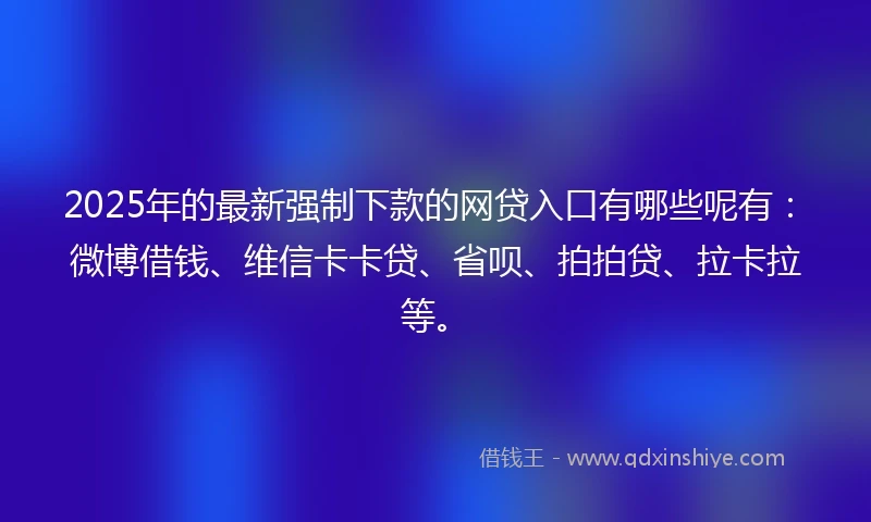 2025年的最新强制下款的网贷入口有哪些呢有：微博借钱、维信卡卡贷、省呗、拍拍贷、拉卡拉等。