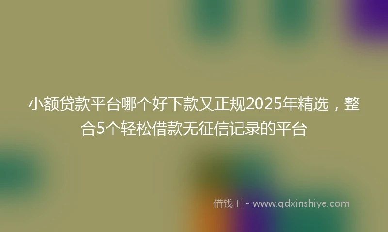 小额贷款平台哪个好下款又正规2025年精选，整合5个轻松借款无征信记录的平台