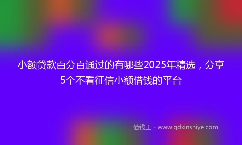 小额贷款百分百通过的有哪些2025年精选，分享5个不看征信小额借钱的平台